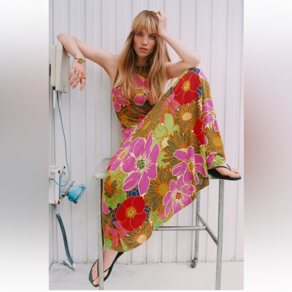 Multicolor floral maxi dress by Zara, Small